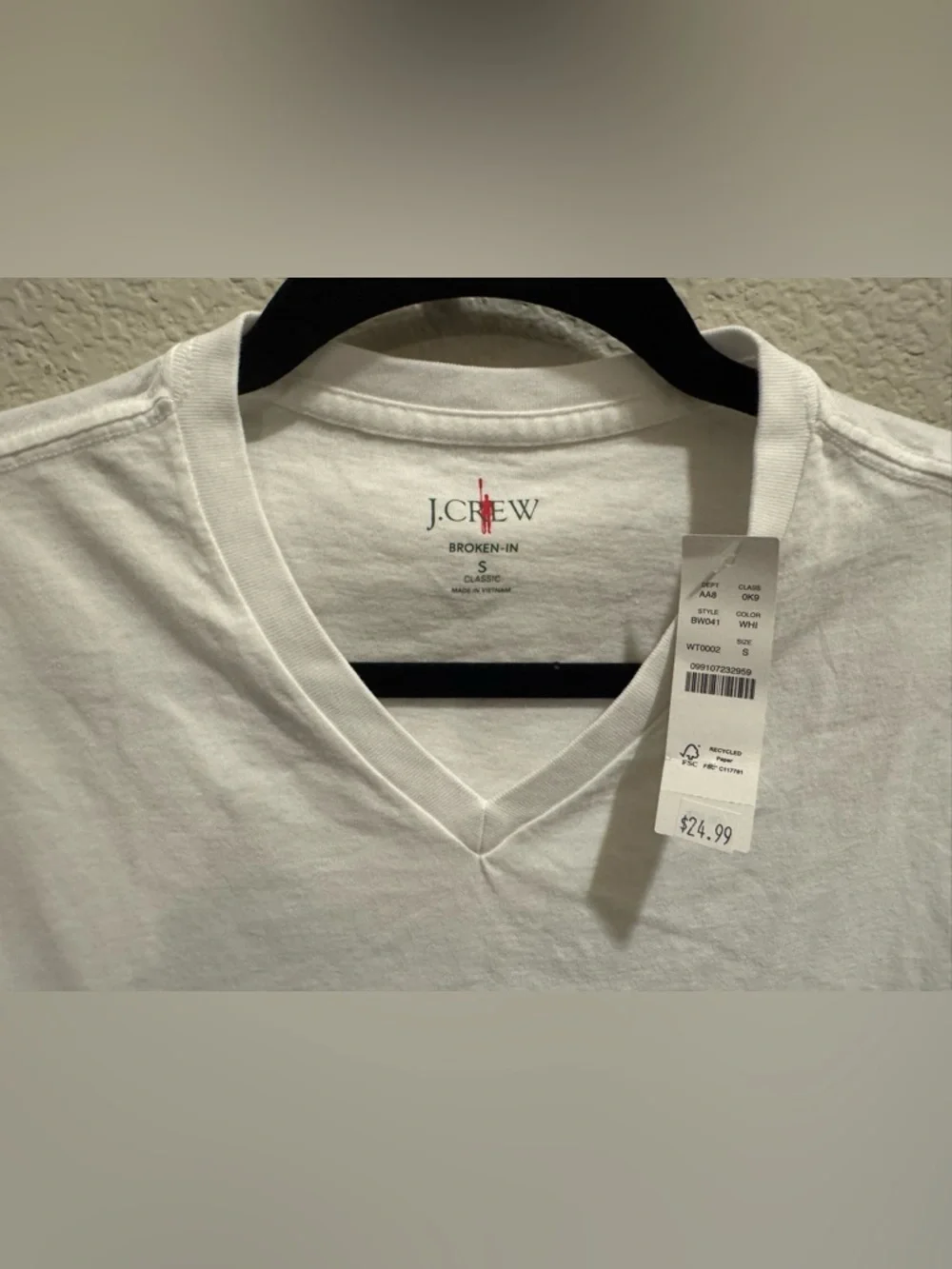 J. Crew White V-Neck Short Sleeve Tee